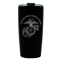 USMC Black Double Wall Vacuum Insulated Stainless Steel USMC Tumbler Travel Mug