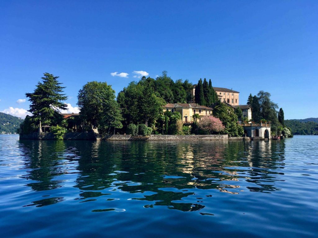 The island of Saint Julius on lake Orta in Piedmont, Italy
